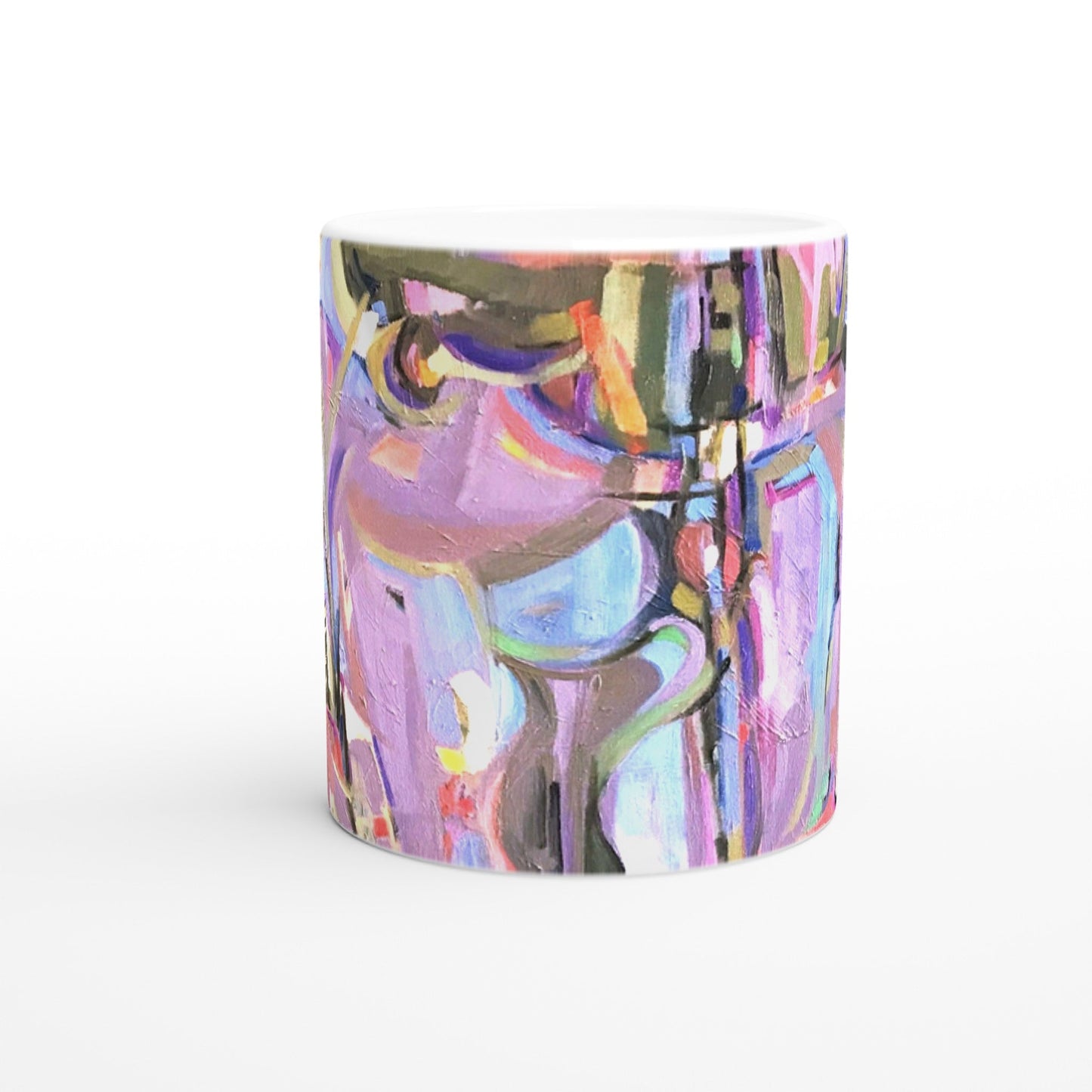 11oz White Ceramic Mug| Coffee Cup with 'Passages' Abstract Artwork by American Artist Barbara Cleary-4