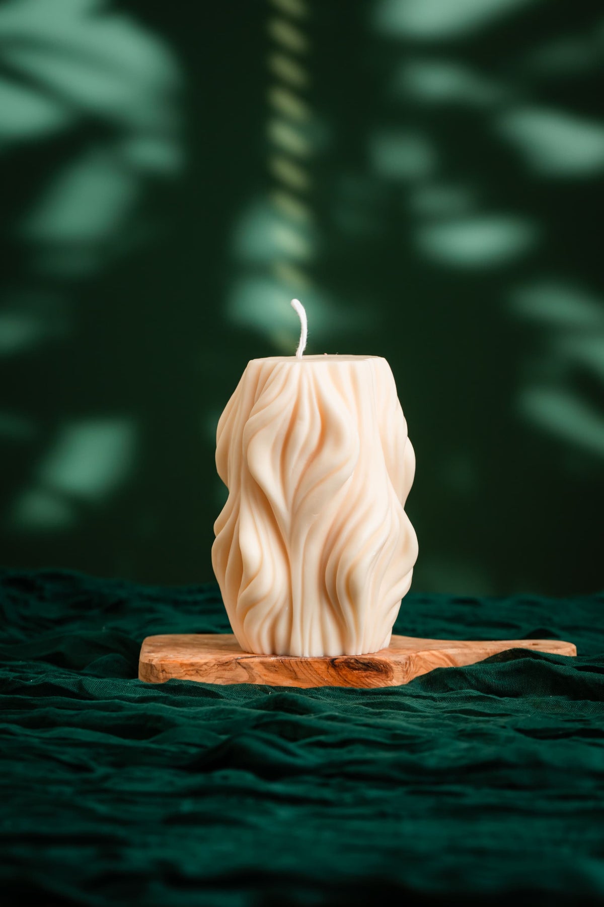 HUGE! Carved Wavy Candle - All Natural Soy Candle - Aesthetic