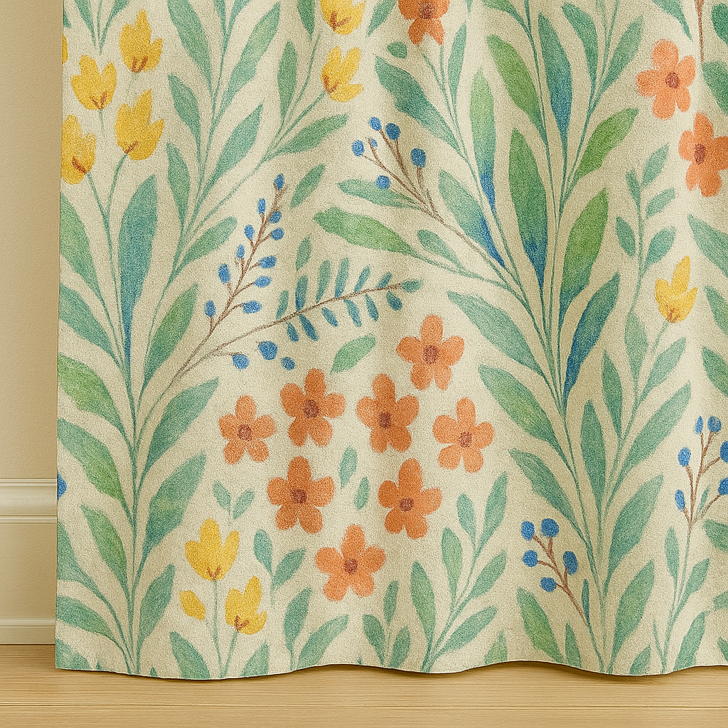 Floral Pure Linen Curtains For Kids Room & Nursery – Extra Wide & Long – Blackout or Light Filtering – Custom Sizes Available-4