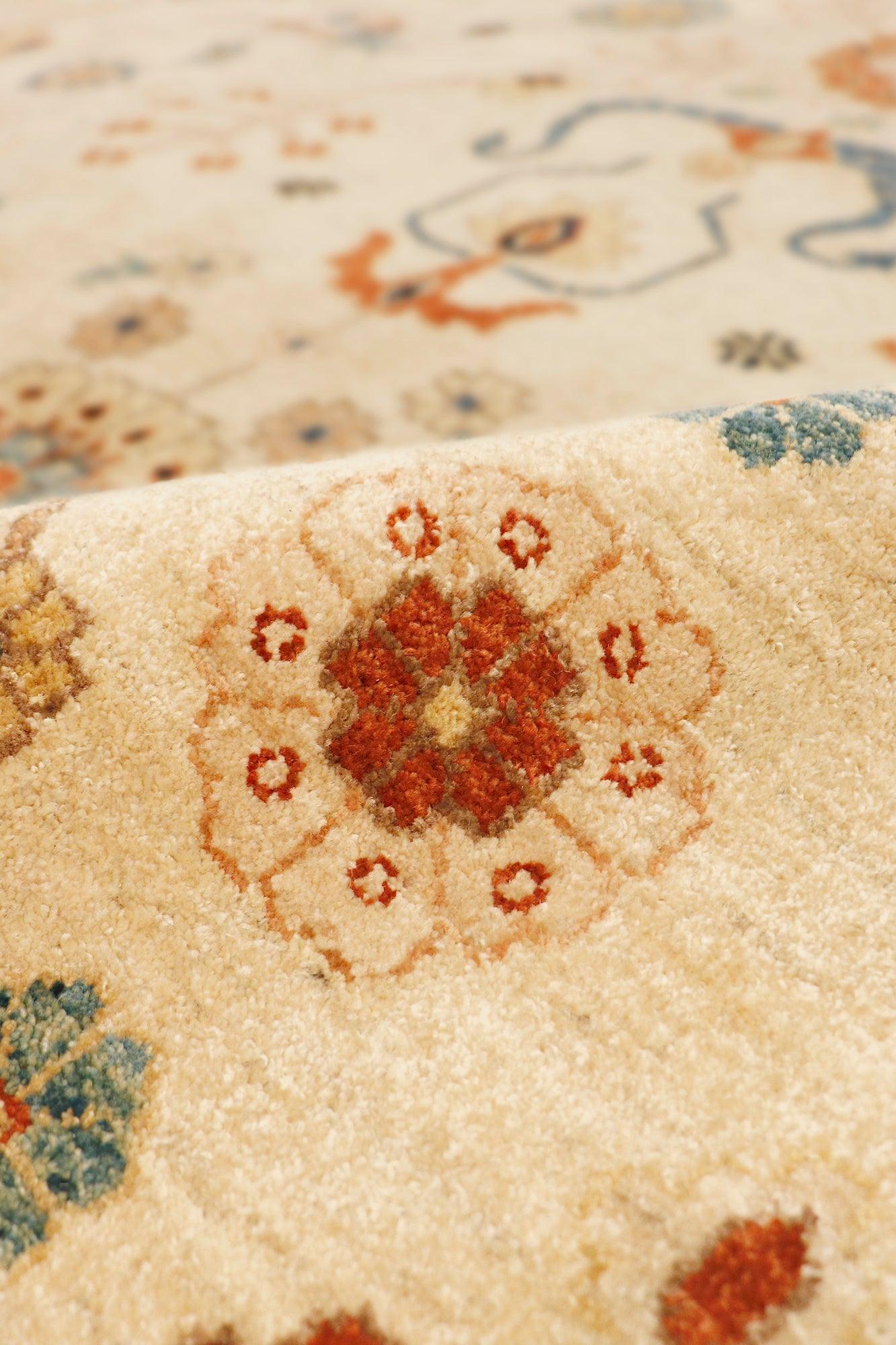 Canvello Nomad Art Sultanabad Hand-Knotted Lamb's Wool Area Rug- 12' X 17'8", Ivory/Navy