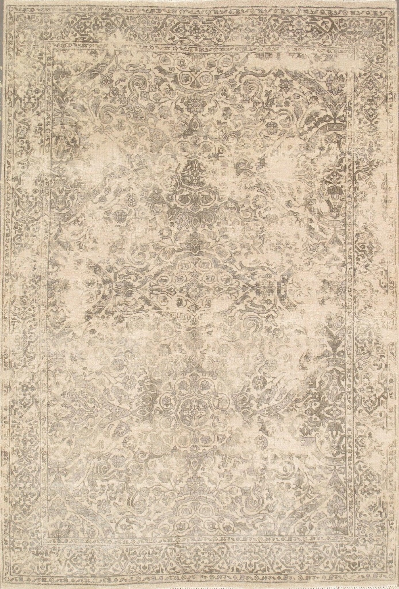 Canvello Transitional Hand-Knotted Silk & Wool Area Rug- 4'1" X 6'-0