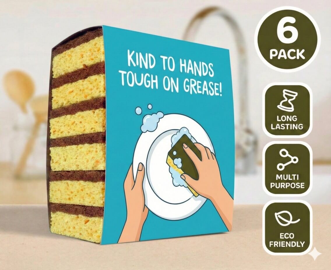 Natural Coconut & Cellulose Sponge Scourers (Pack of 6)-4