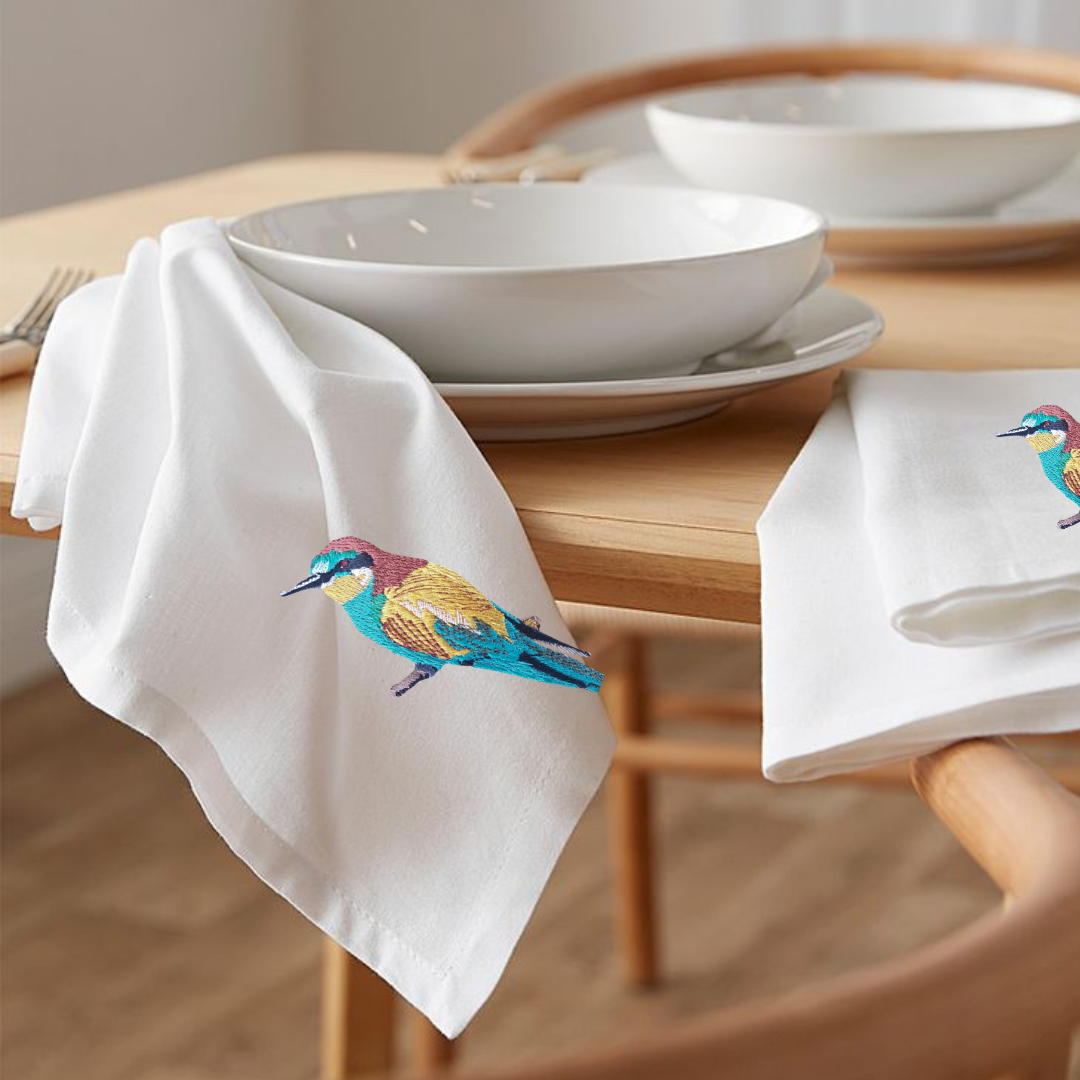 Kitchen Towels with Bee Eater Embroidery