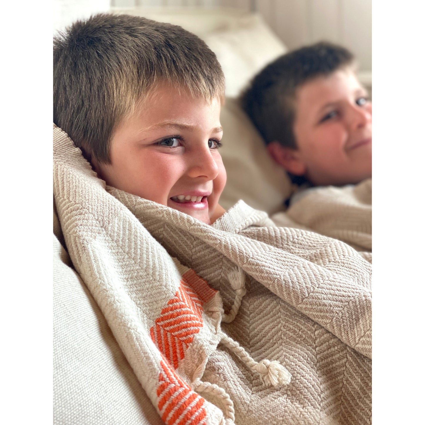 Jeté tissé à la main durable Pipa - Beige