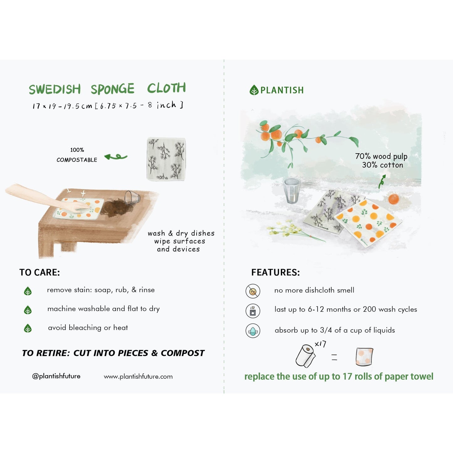 Floral Bursts - Juego de paños de esponja suecos