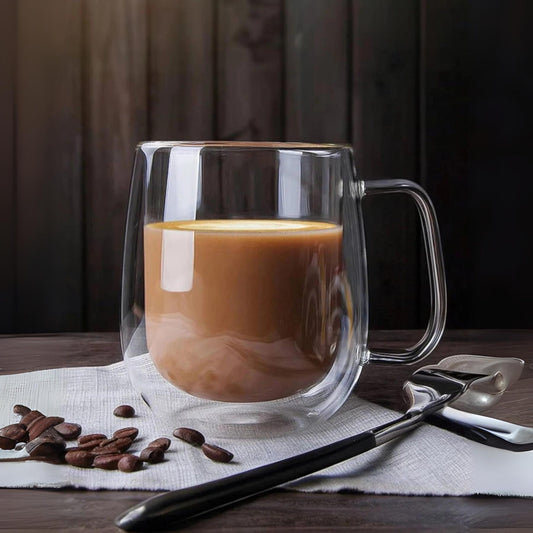 Double Walled Borosilicate Coffee Cup 8.35 oz - IKIDO - 1Piece