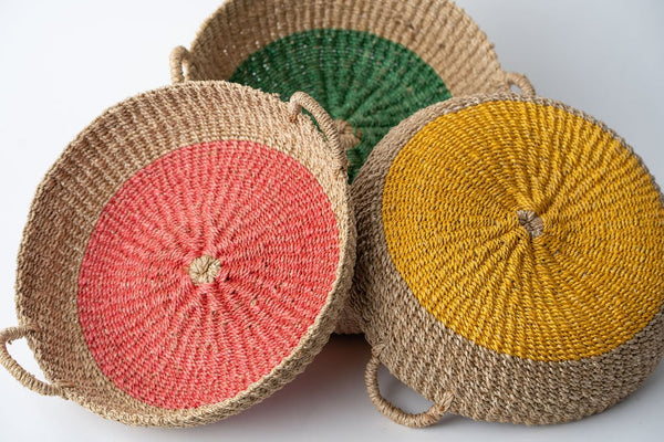 Woven Round Tray I Yellow