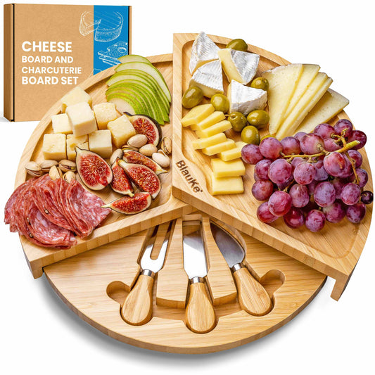 Bamboo Cheese Board and Knife Set - 14 Inch