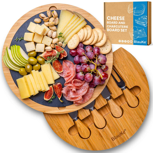 Round Bamboo Cheese Board  - 12 Inch Charcuterie Board