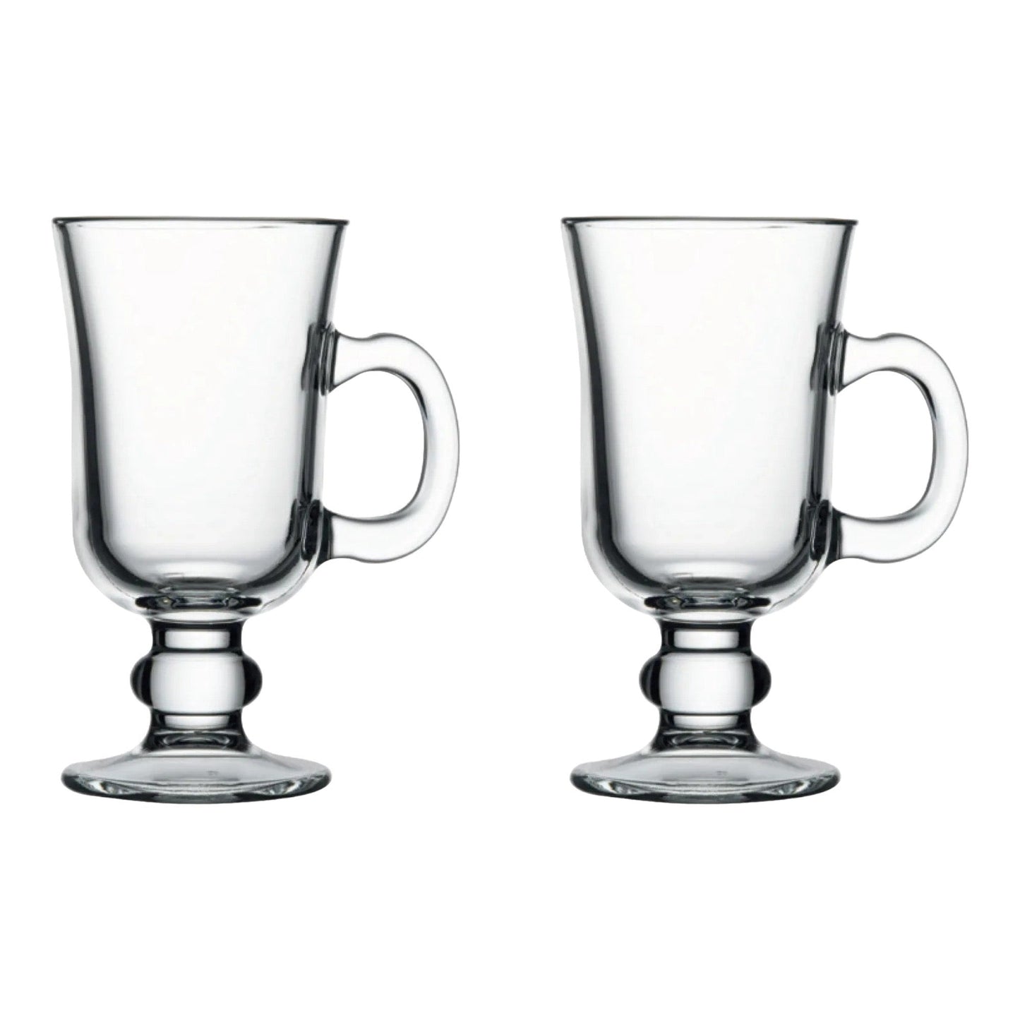 Irish Coffee Mugs Set of 2 – 8 Oz Heat Resistant Glass Coffee Cups with Handle (Elegant Latte & Cappuccino Glasses)