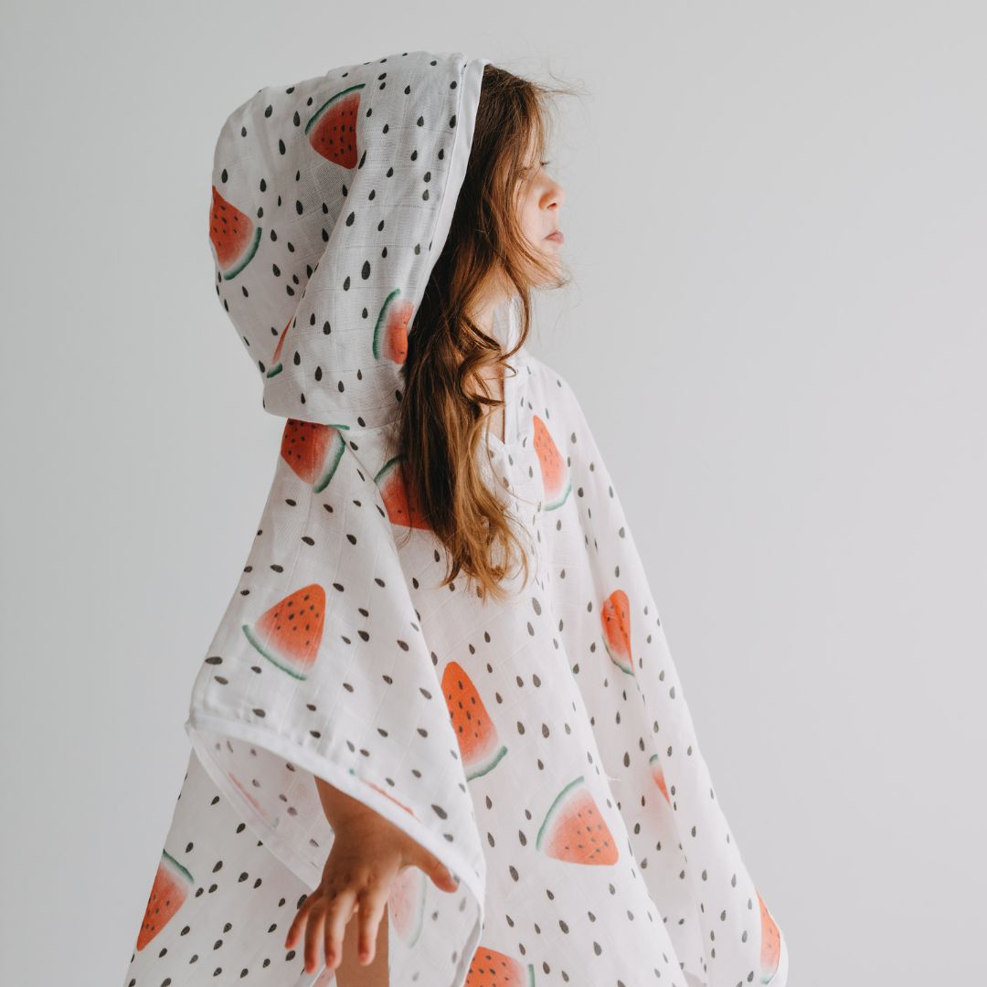 Baby Beach Bath Towel Muslin Hooded Poncho - Watermelon