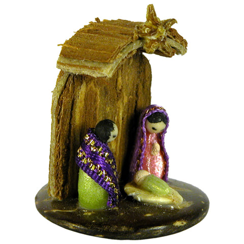 Miniature Coconut and Cats Claw Nativity from Ecuador-0