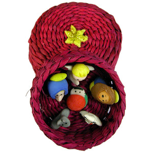 Miniature Nativity in Woven Basket from Ecuador-1