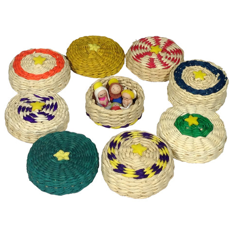 Miniature Nativity in Woven Basket from Ecuador-0