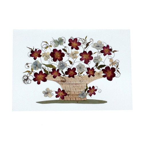 Floral Gift Card - Basket w/ Burgundy Flowers-0