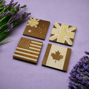 Flags Wooden Coasters - Handmade Gift - Housewarming - Wood Kitchenware-1