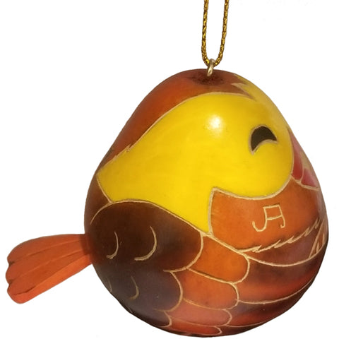 Bird Singing Gourd Ornament from Peru-0