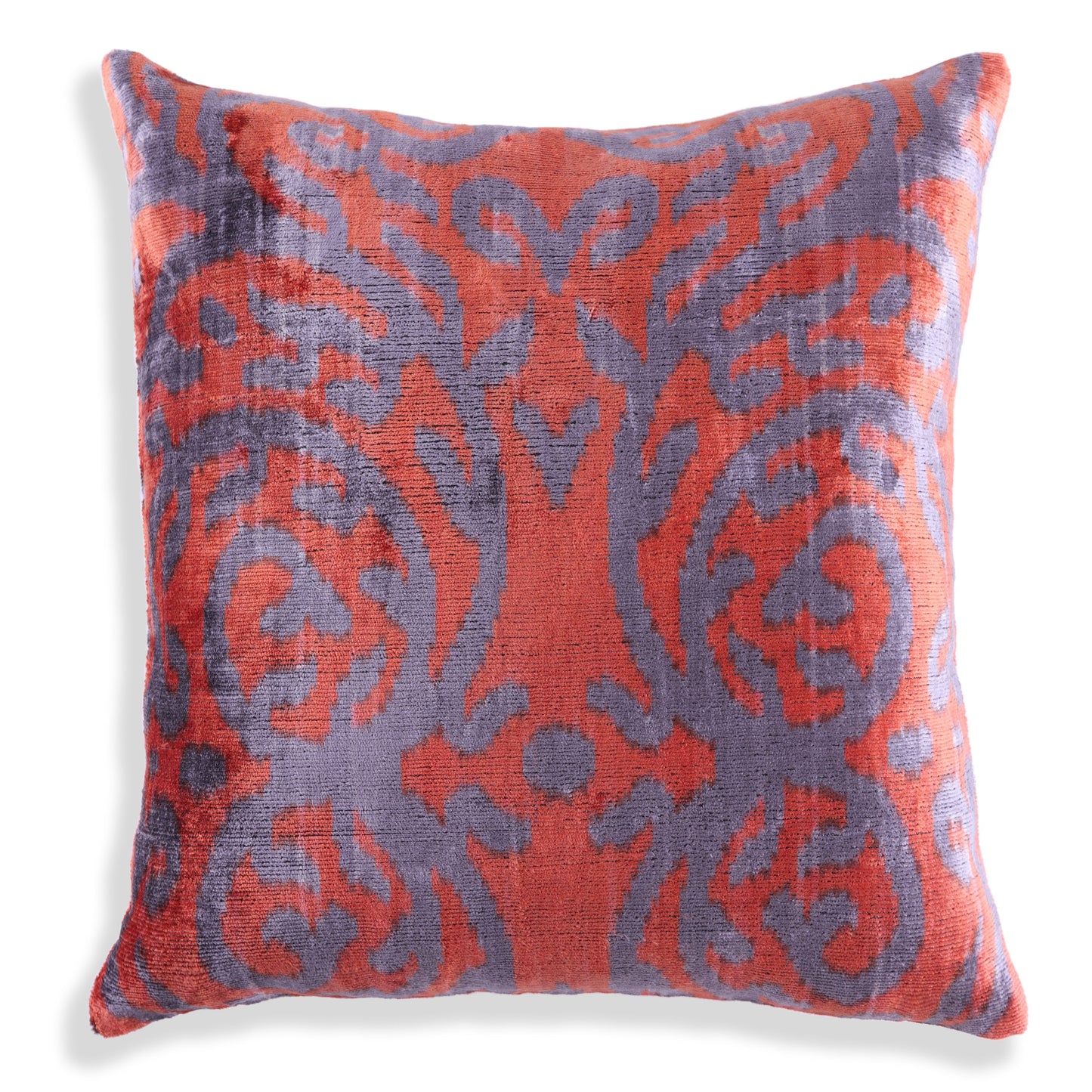 Auburn & Purple Damask Velvet Pillow – 16x16” Handmade Luxury