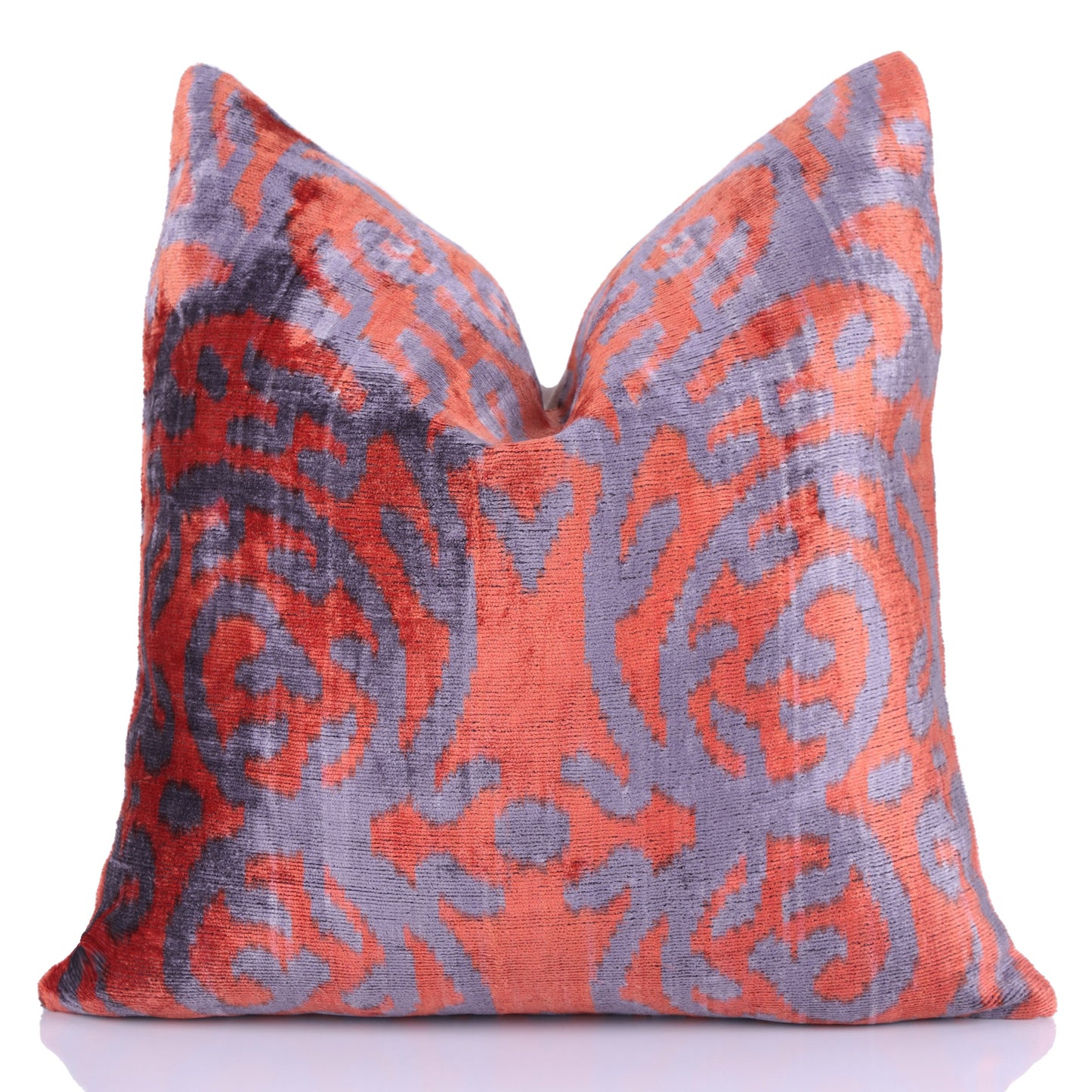 Auburn & Purple Damask Velvet Pillow – 16x16” Handmade Luxury