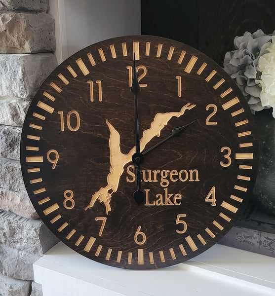 Custom Engraved Lake Clock-4