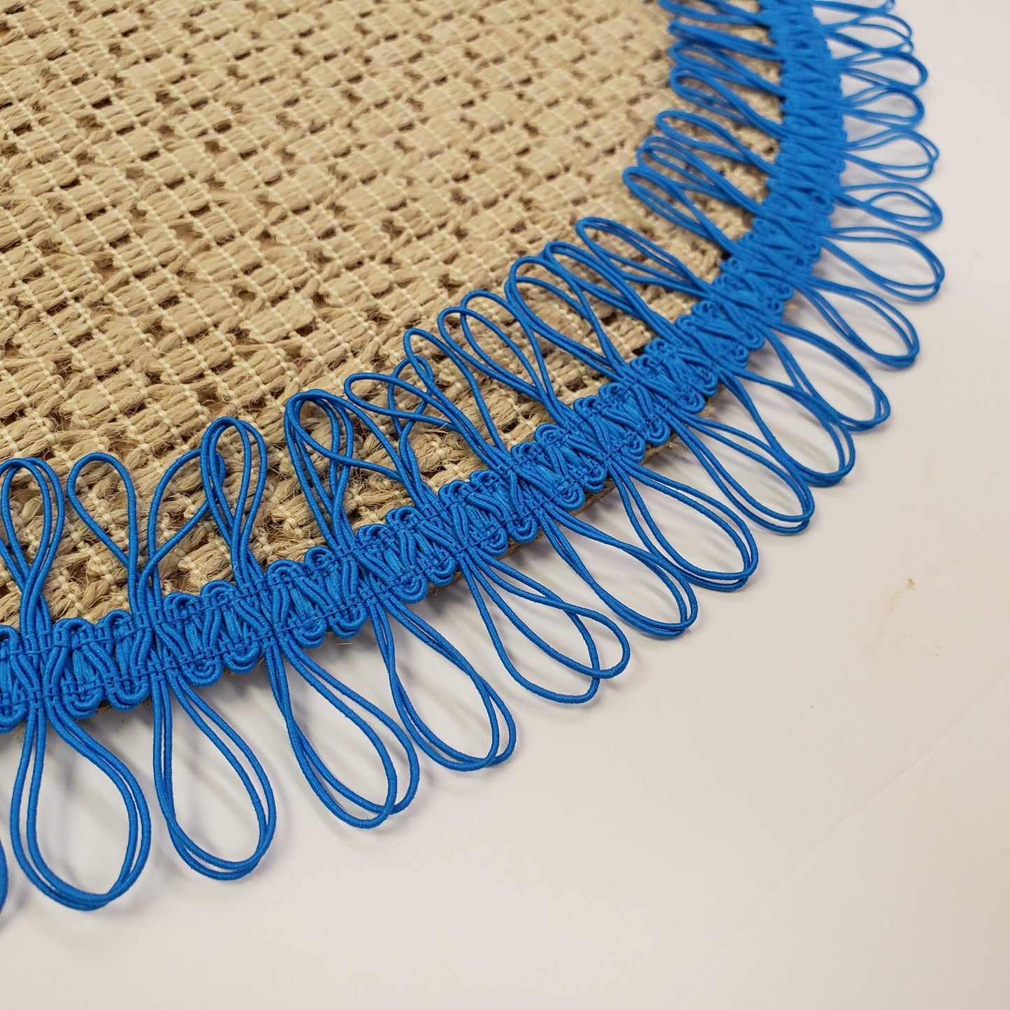 Charlo's Set of 2 Blue Sustainable Brazilian Jute Liz Round Placemats Sousplat 16" dia-1