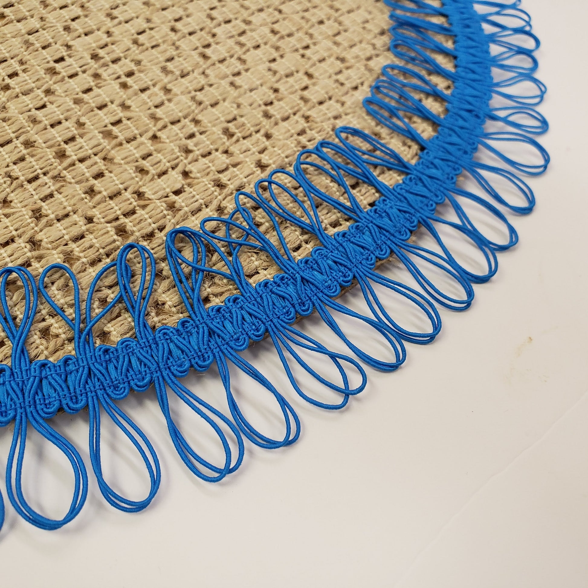 Charlo's Set of 2 Blue Sustainable Brazilian Jute Liz Round Placemats Sousplat 16" dia-1