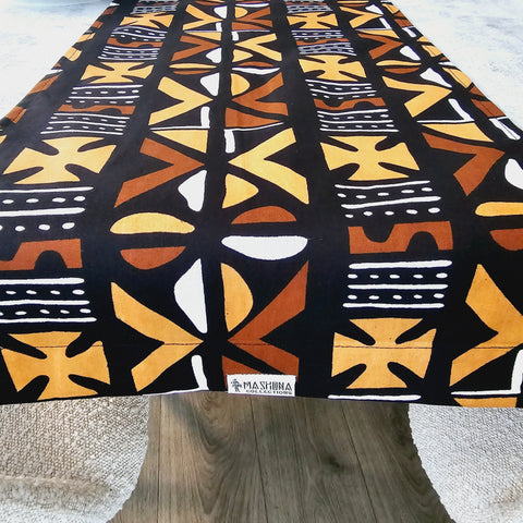 Handmade Table Runner 160x35cm | 180x35cm |200x35cm | African Print "Mudcloth" Bogolan Inspired Fabric 100% Cotton-1