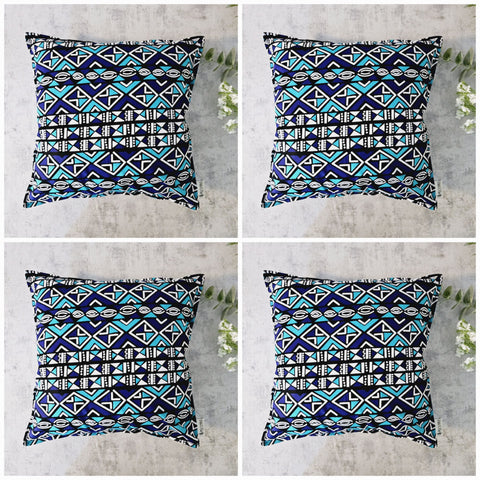 Set of 2 / 4 African Print | 40x40cm | Mudcloth Boho Cushion Cover 100% Cotton Wax Ankara Fabric-0