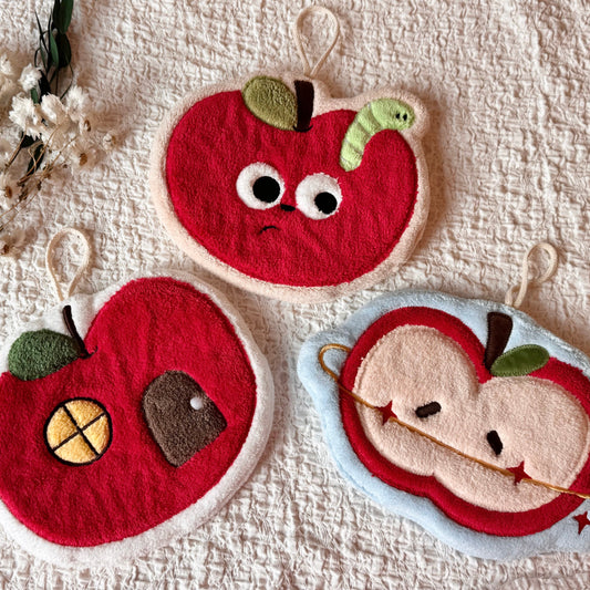 Set of 3 Cute Apple Hanging Hand Towels
