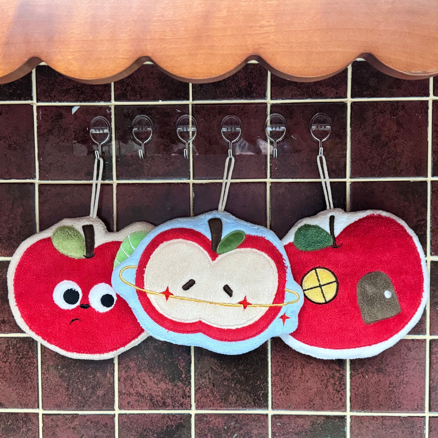 Set of 3 Cute Apple Hanging Hand Towels