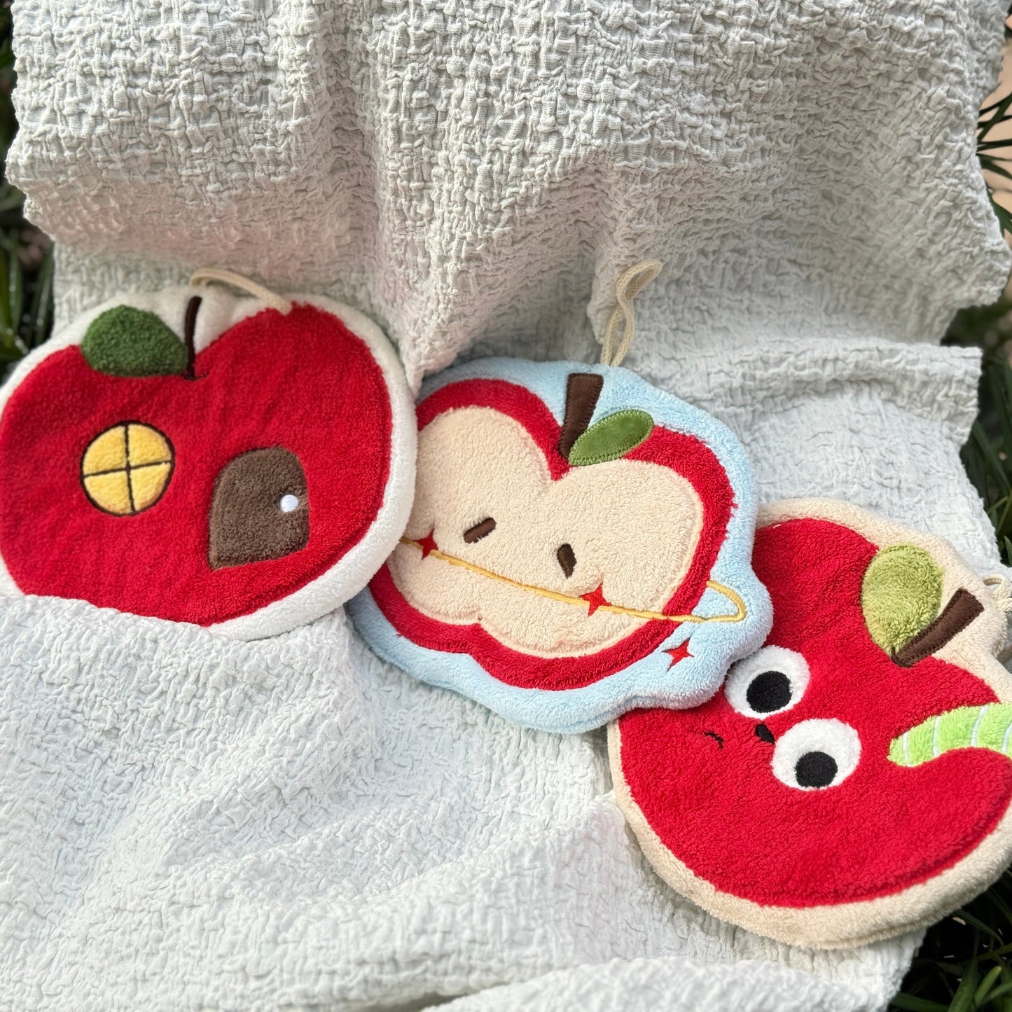 Set of 3 Cute Apple Hanging Hand Towels