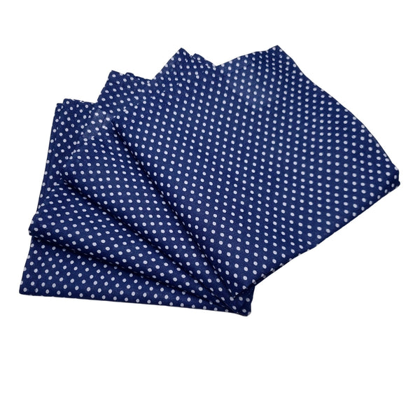 Charlo's Set of 4 Navy Blue Polka Dot 100% Cotton Cloth Napkins 15" by 15" Washable Reusable-3