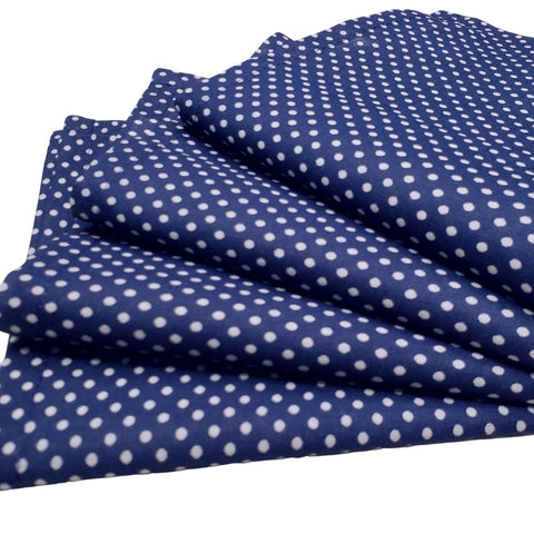 Charlo's Set of 4 Navy Blue Polka Dot 100% Cotton Cloth Napkins 15" by 15" Washable Reusable-0