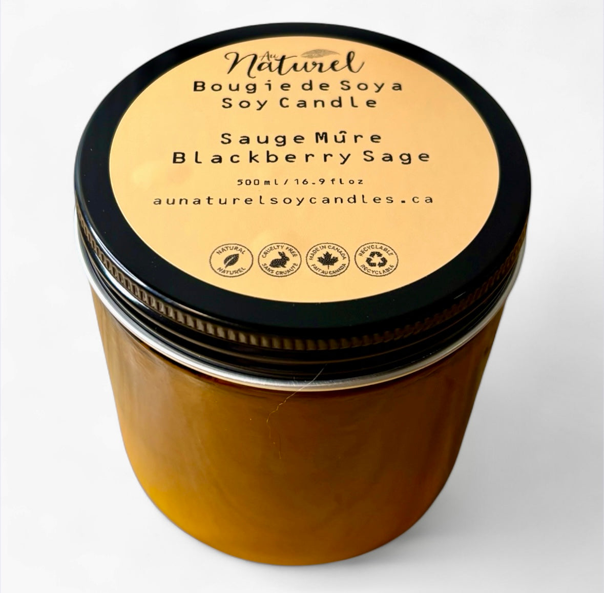 16 oz Natural Soy Candle — Hand-Poured Amber Jar | Au Naturel