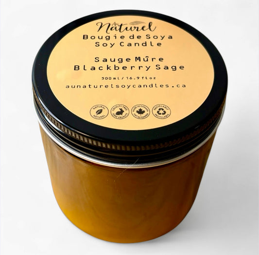 16 oz Natural Soy Candle — Hand-Poured Amber Jar | Au Naturel