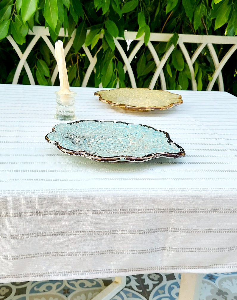 White & Grey Striped Tablecloth | GOTS Certified Organic Cotton | Various Sizes-3