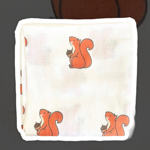 Muslin Swaddle Baby Blanket - Squirrels