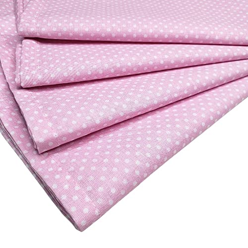 Charlo's Set of 4 Pink Polka Dot 100% Cotton Cloth Napkins 15" by 15" Washable Reusable-0