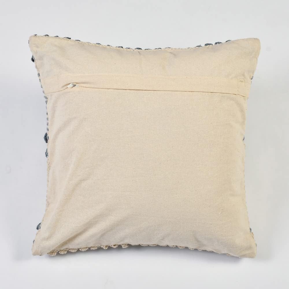 Handmade Blue Diamond Cotton Cushion Cover 16x16-3