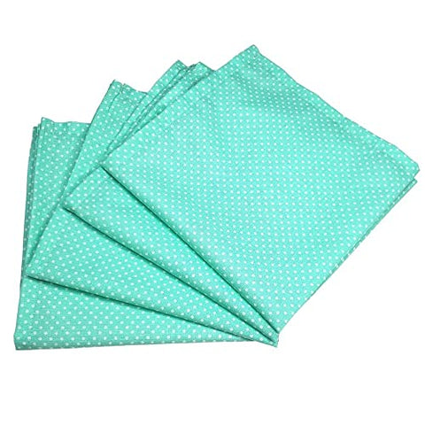 Charlo's Set of 4 Light Green Polka Dot 100% Cotton Cloth Napkins 15" by 15" Washable Reusable-4