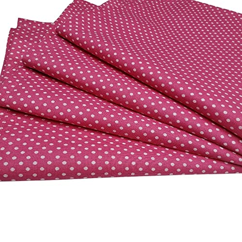 Charlo's Set of 4 Light Dark Pink Polka Dot 100% Cotton Cloth Napkins 15" by 15" Washable Reusable-0