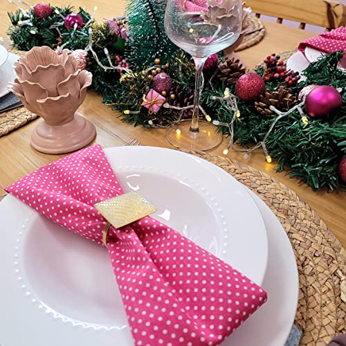 Charlo's Set of 4 Light Dark Pink Polka Dot 100% Cotton Cloth Napkins 15" by 15" Washable Reusable-1