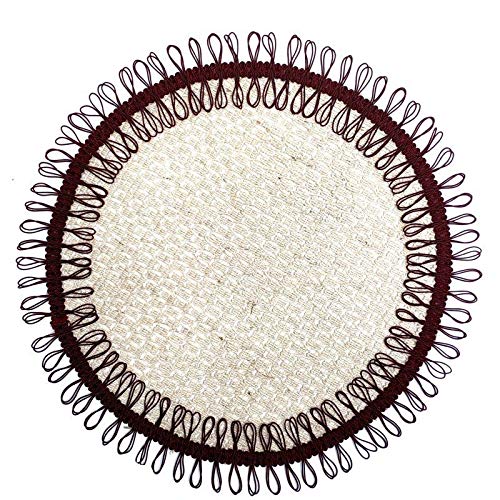 Charlo's Set of 2 Red Wine Sustainable Brazilian Jute Liz Round Placemats Sousplat 16" dia-0