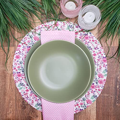 Charlo's Set of 4 Pink Polka Dot 100% Cotton Cloth Napkins 15" by 15" Washable Reusable-1