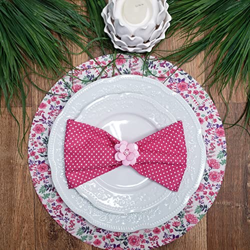 Charlo's Set of 4 Light Dark Pink Polka Dot 100% Cotton Cloth Napkins 15" by 15" Washable Reusable-2