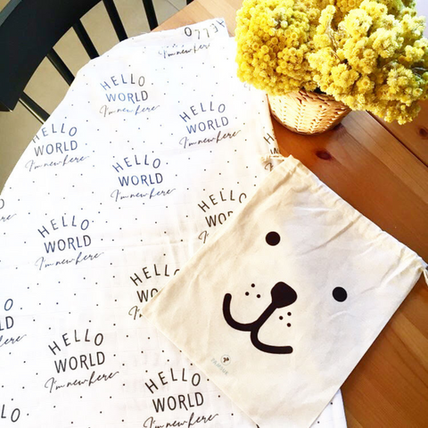 Muslin Square Baby Burp Cloth - Set of 3 - Hello World