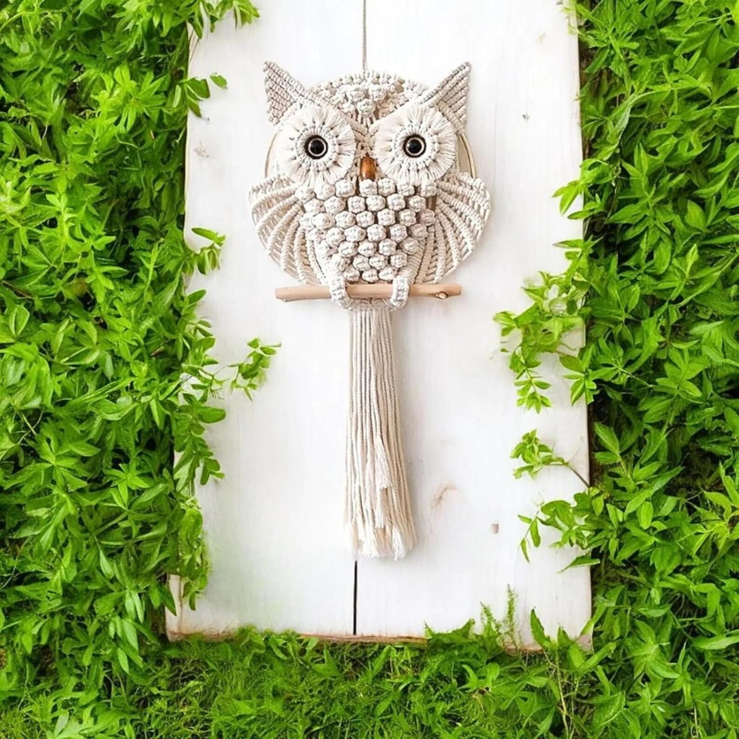 Handmade Macrame Owl Wall Hanging | Bohemian Decor | Cotton Rope Art-1