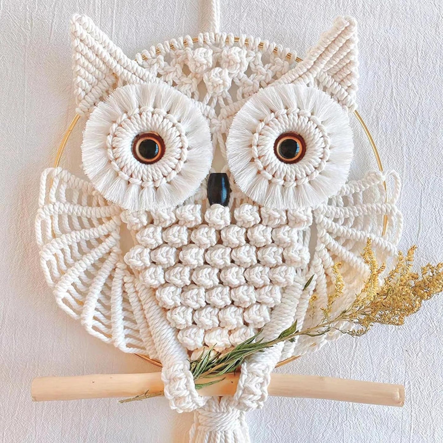 Handmade Macrame Owl Wall Hanging | Bohemian Decor | Cotton Rope Art-4