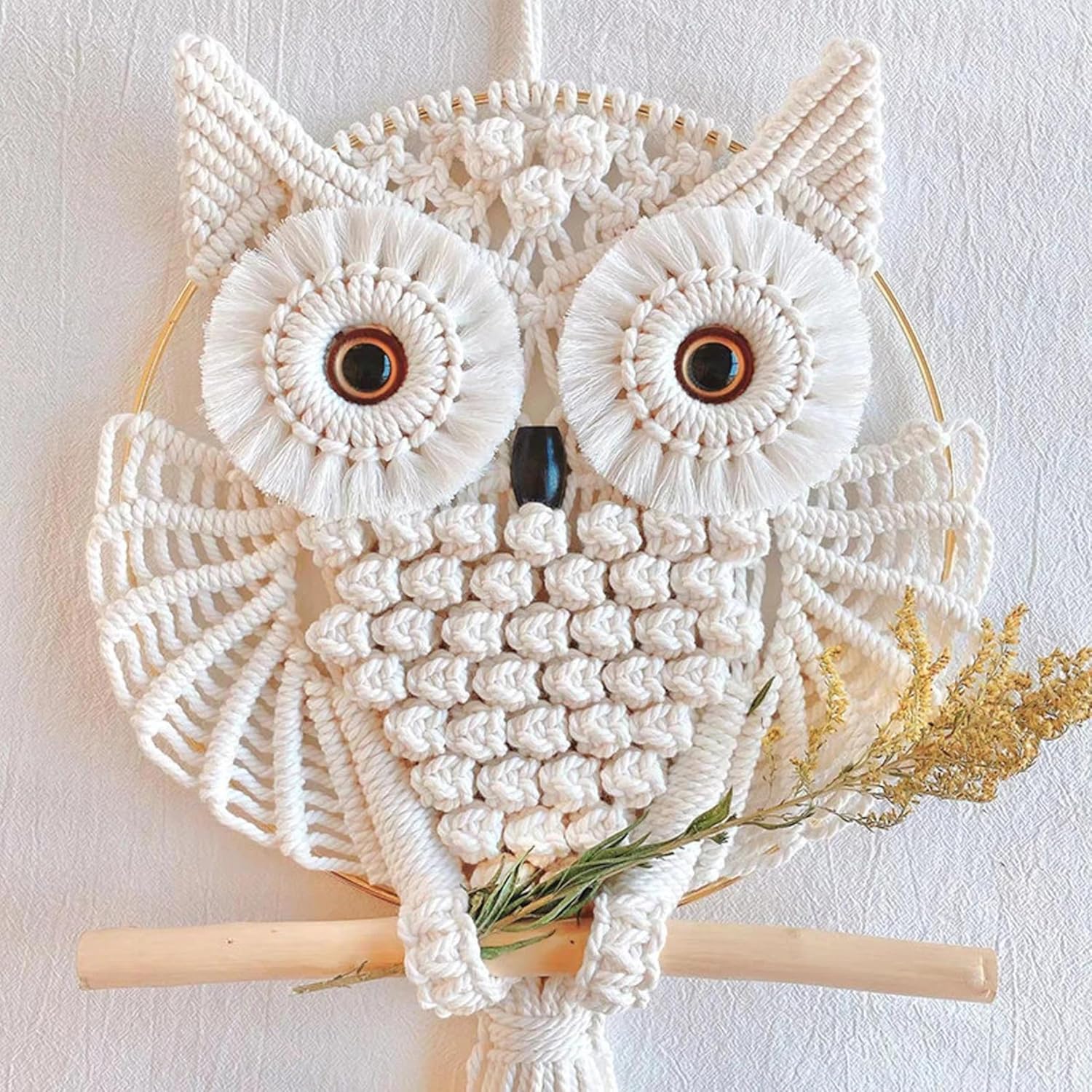 Handmade Macrame Owl Wall Hanging | Bohemian Decor | Cotton Rope Art-4