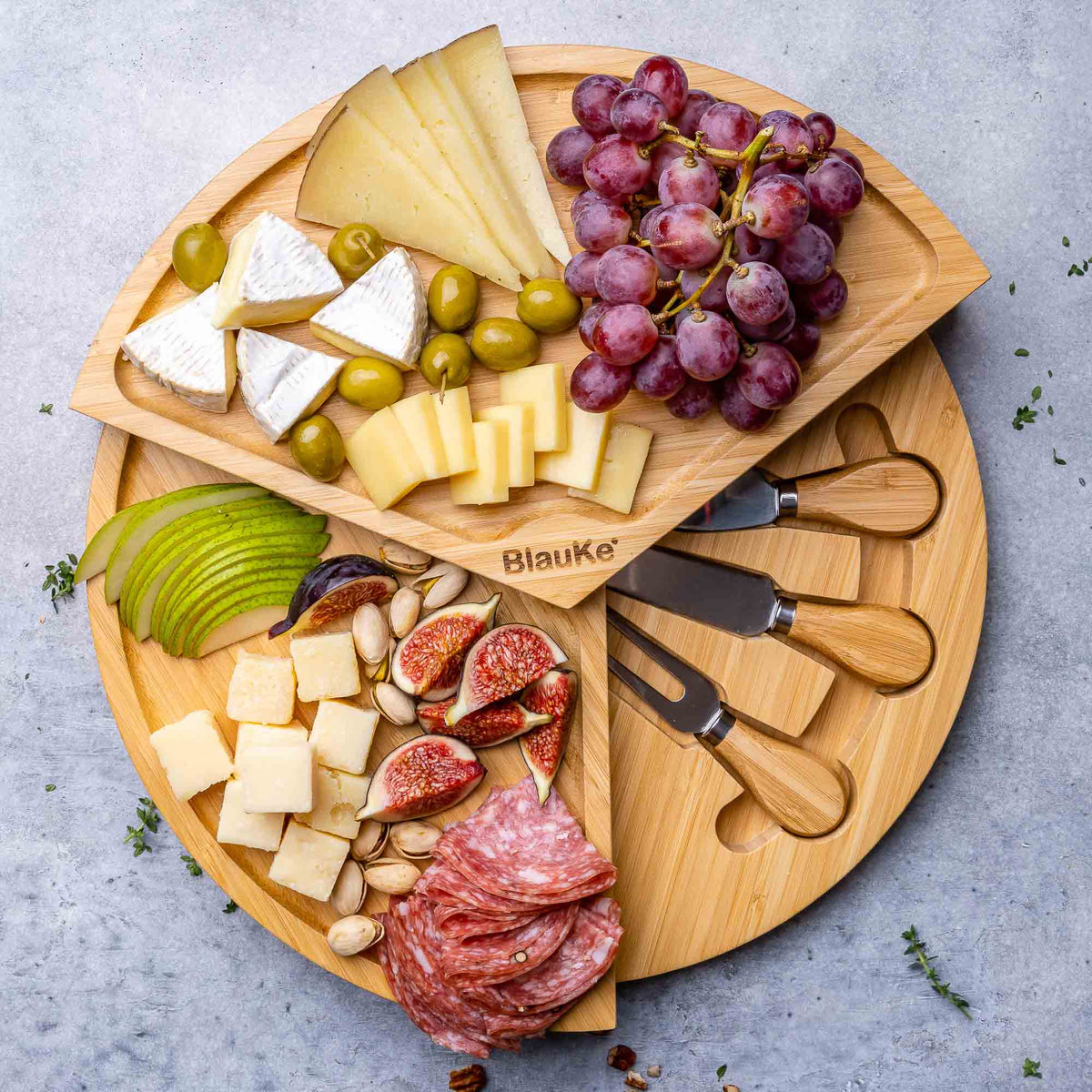 Bamboo Cheese Board and Knife Set - 14 Inch